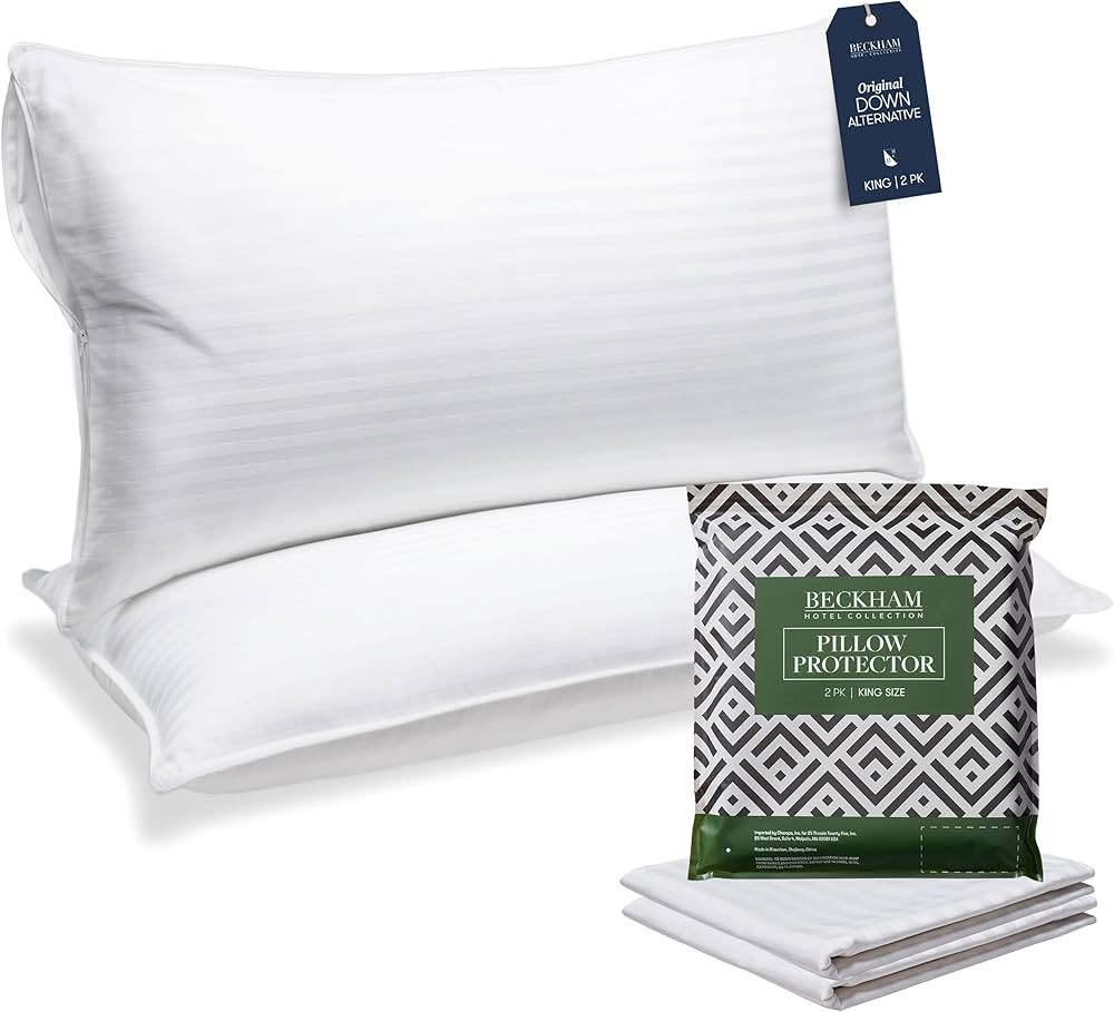 Beckham Hotel Collection King Size Pillows and Pillow Protectors - Sets of 2 | Amazon (US)