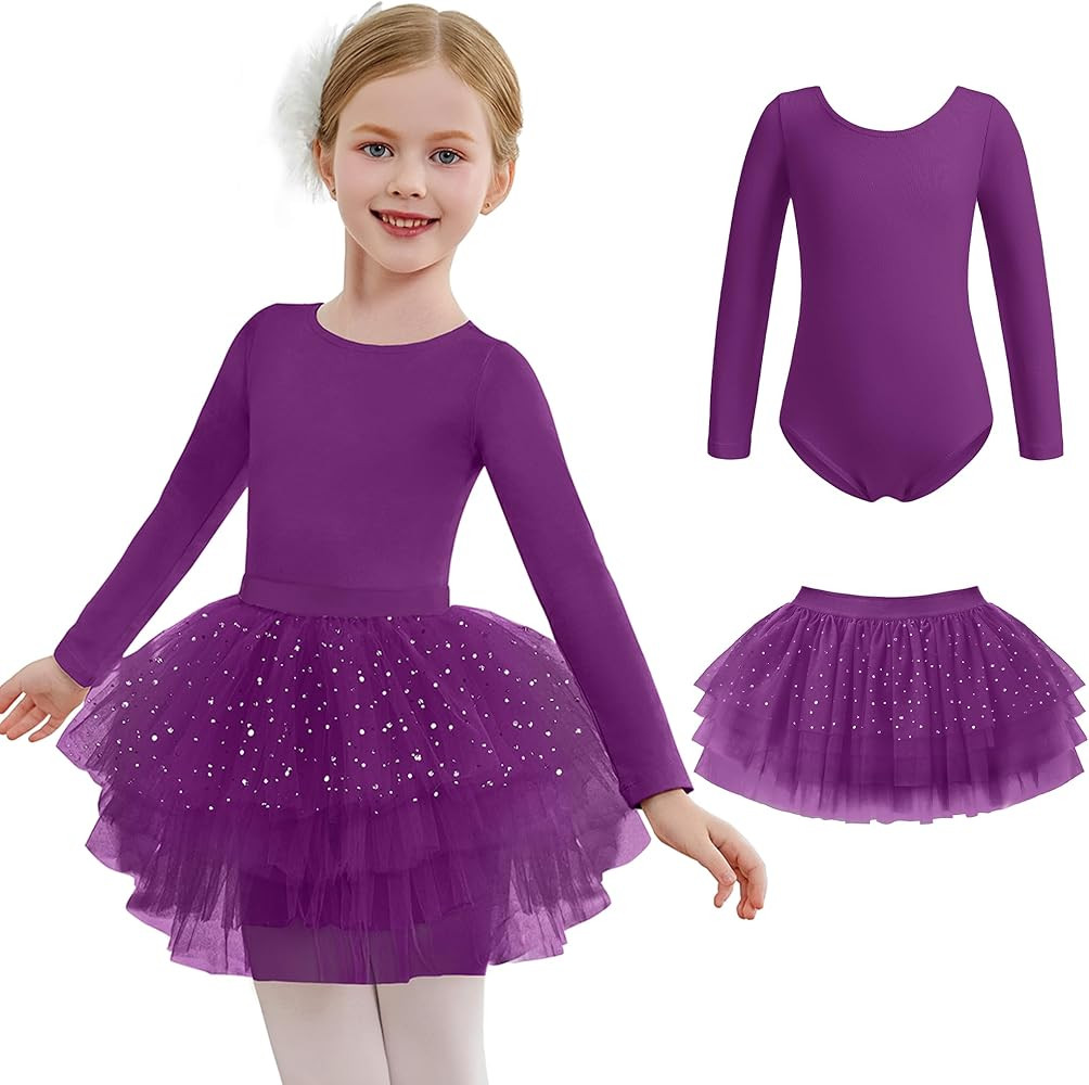 Zaclotre Toddler Girls Ballet Leotards with Tutu 4-Layers Tiered Long Sleeve Ballerina Dance Cost... | Amazon (US)