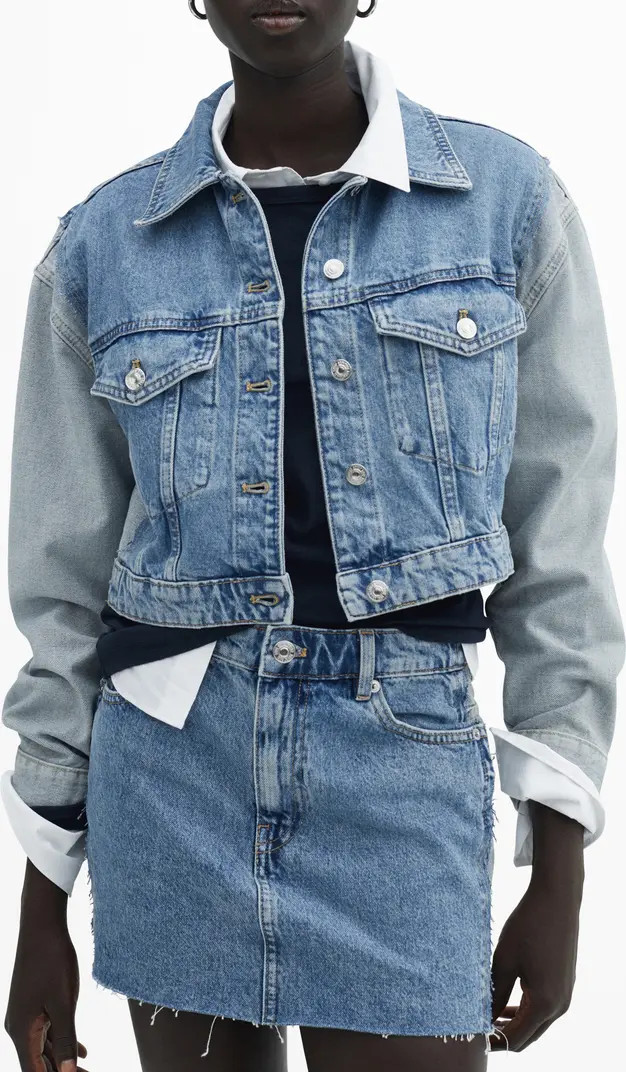 MANGO Olivia Two Tone Denim Jacket | Nordstrom | Nordstrom
