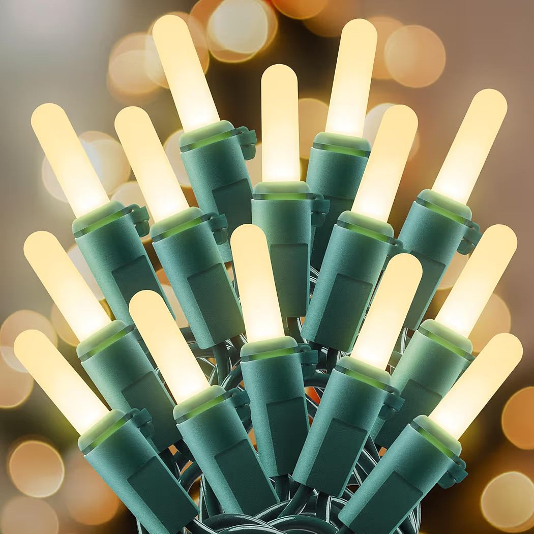 LED Christmas Lights Indoor Outdoor, 16.4 FT 50 LED Warm White String Lights Green Wire, Connecta... | Amazon (US)