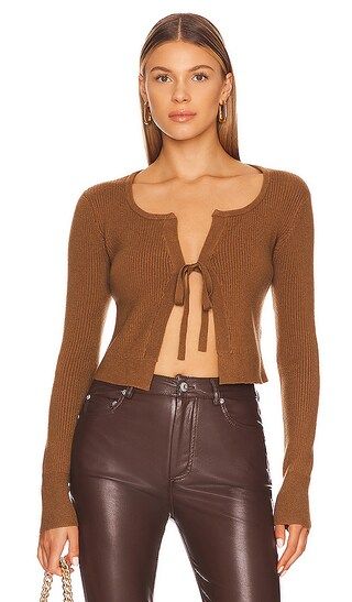 JONATHAN SIMKHAI STANDARD Shelby Tie Front Cardigan in Brown. - size XS (also in M, S) | Revolve Clothing (Global)