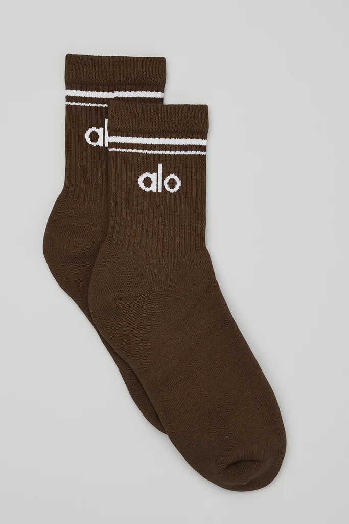 Unisex Half-Crew Throwback Sock - Espresso/White | Alo Yoga (US)
