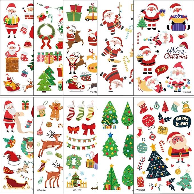 Cute Christmas Temporary Tattoos For Kids/Temporary Women Party Decor Clearance, Christmas Sticke... | Amazon (US)