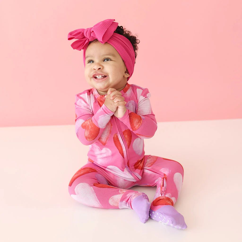 Hearts Pink Baby Convertible Sleeper | Posh Valentine | Posh Peanut