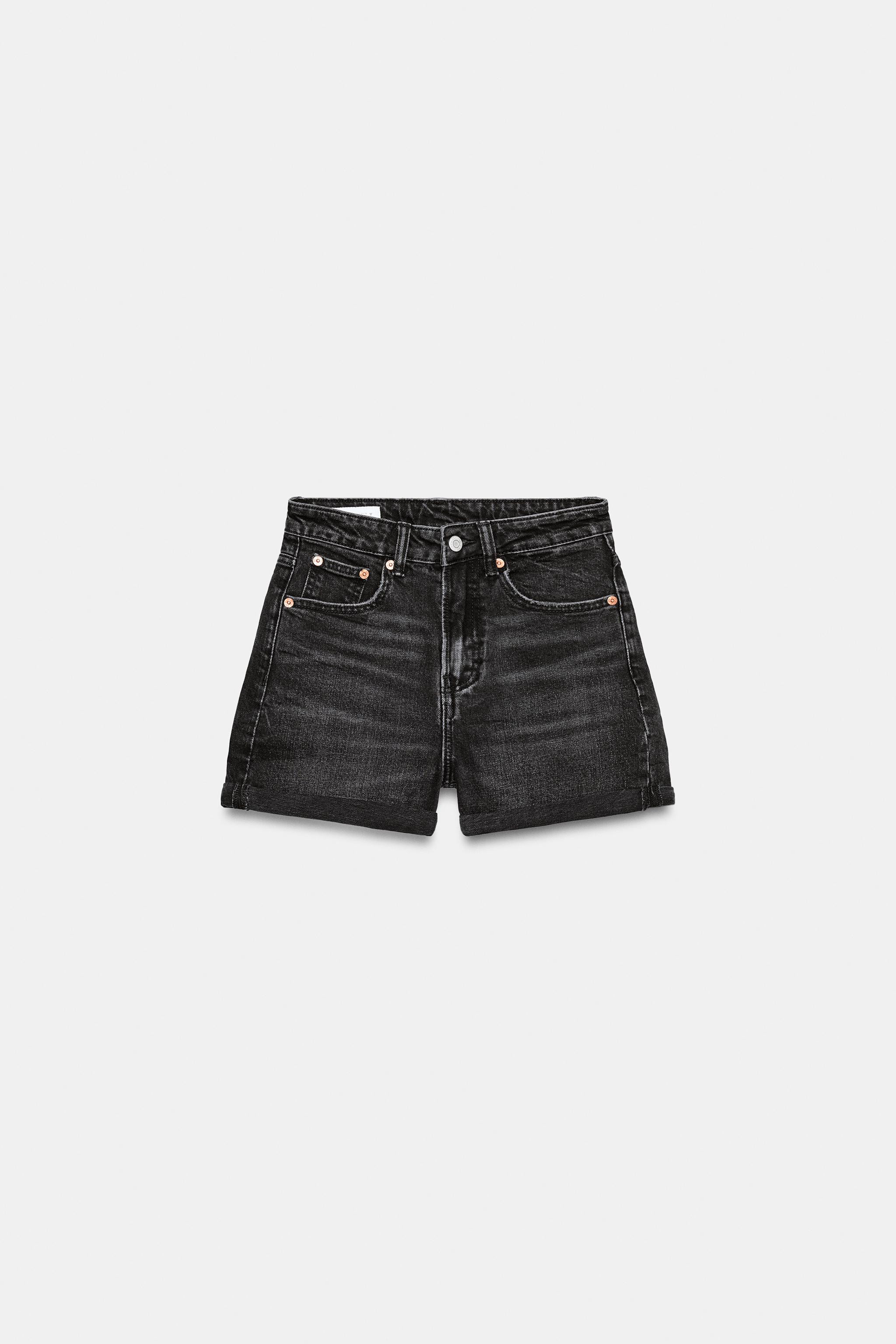 TRF MOM FIT HIGH-WAIST DENIM BERMUDA SHORTS | Zara US