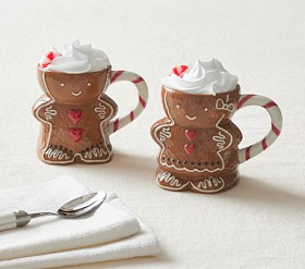 Gingerbread Ceramic Shaped Kids Mugs, Set of 2 | Pottery Barn Kids
