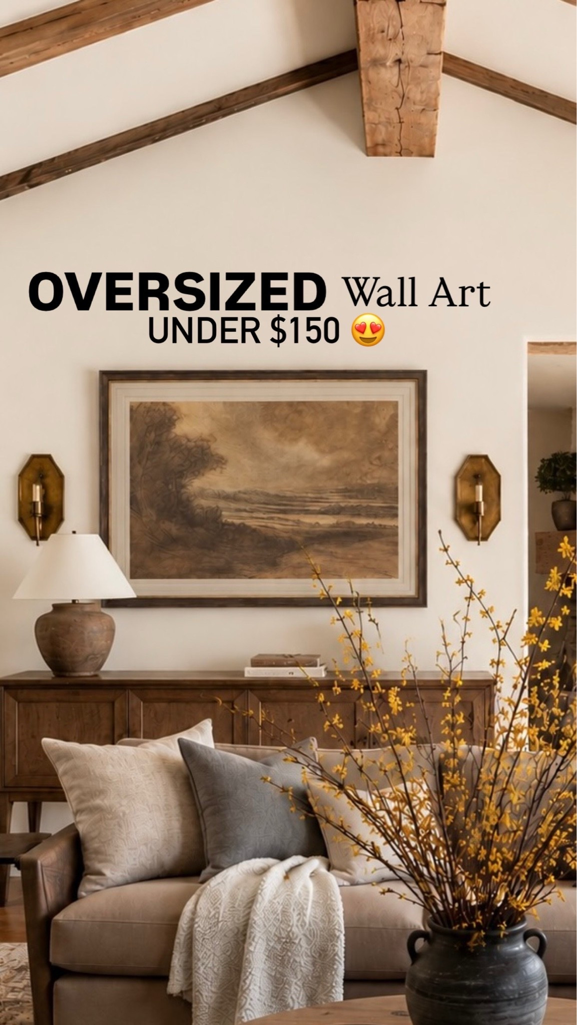 Oversized wall art, affordable wall art, large scale wall art, framed landscape art, vintage landscape art, neutral wall art, living room wall decor, oversized living room art, art above sofa, traditional home decor, organic modern decor, warm neutral decor, At Home wall art, wall art under $150, affordable home decor, at home finds, affordable pillow covers

#LTKSaleAlert #LTKHome