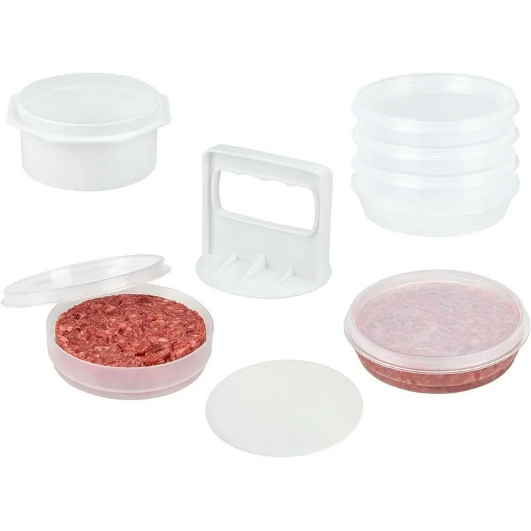 Hamburger Press Patty Maker – 4-in-1 Burger Mold & Patty Press with 8 Storage Containers and 10... | Walmart (US)