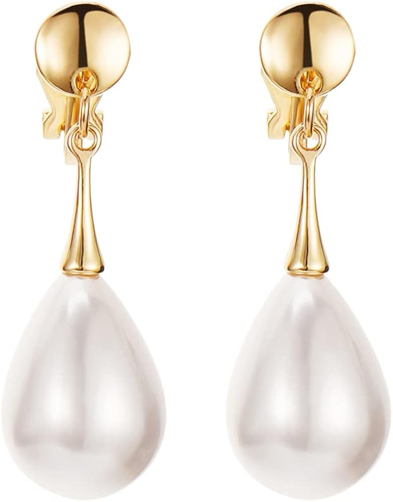 Pearl Clip on Earrings for Women Drop Clip Earrings for Women Gold Plated White Imitation Pearl E... | Amazon (US)