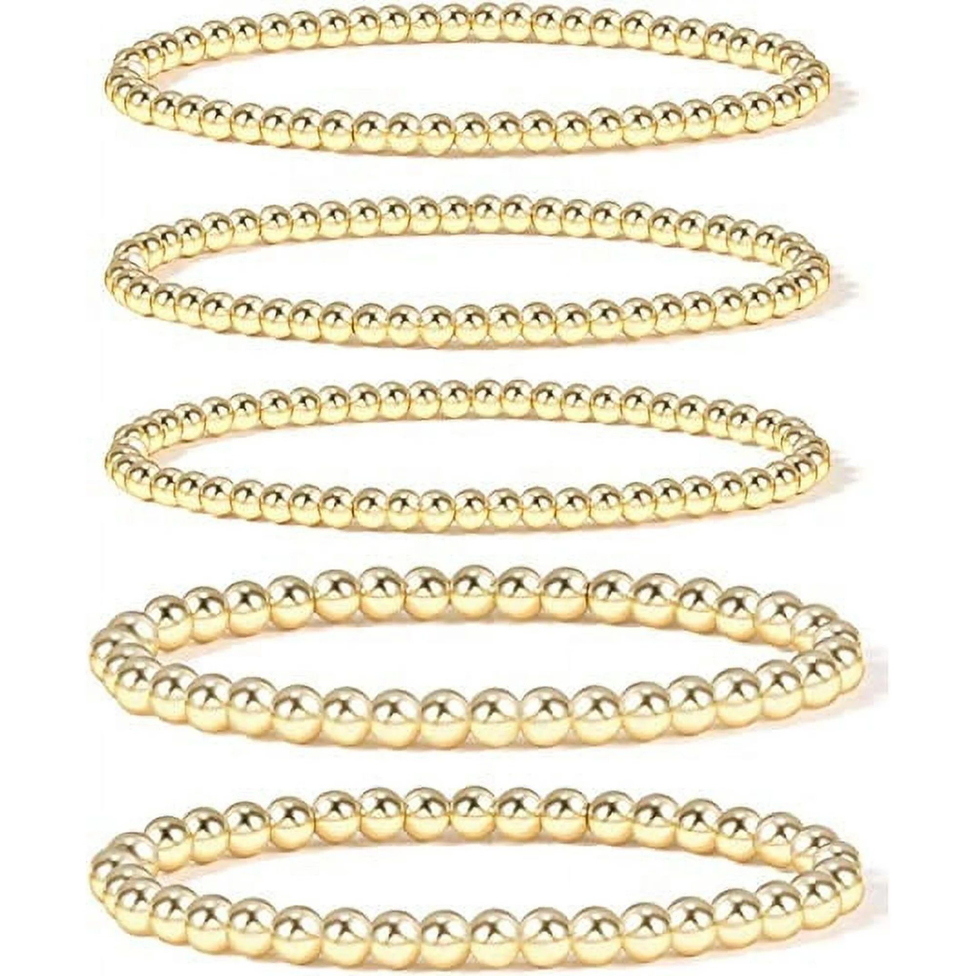 Best Gold Bead Bracelet for Women,14K Gold Plated Bead Ball Bracelet Stretchable Elastic Bracelet | Walmart (US)
