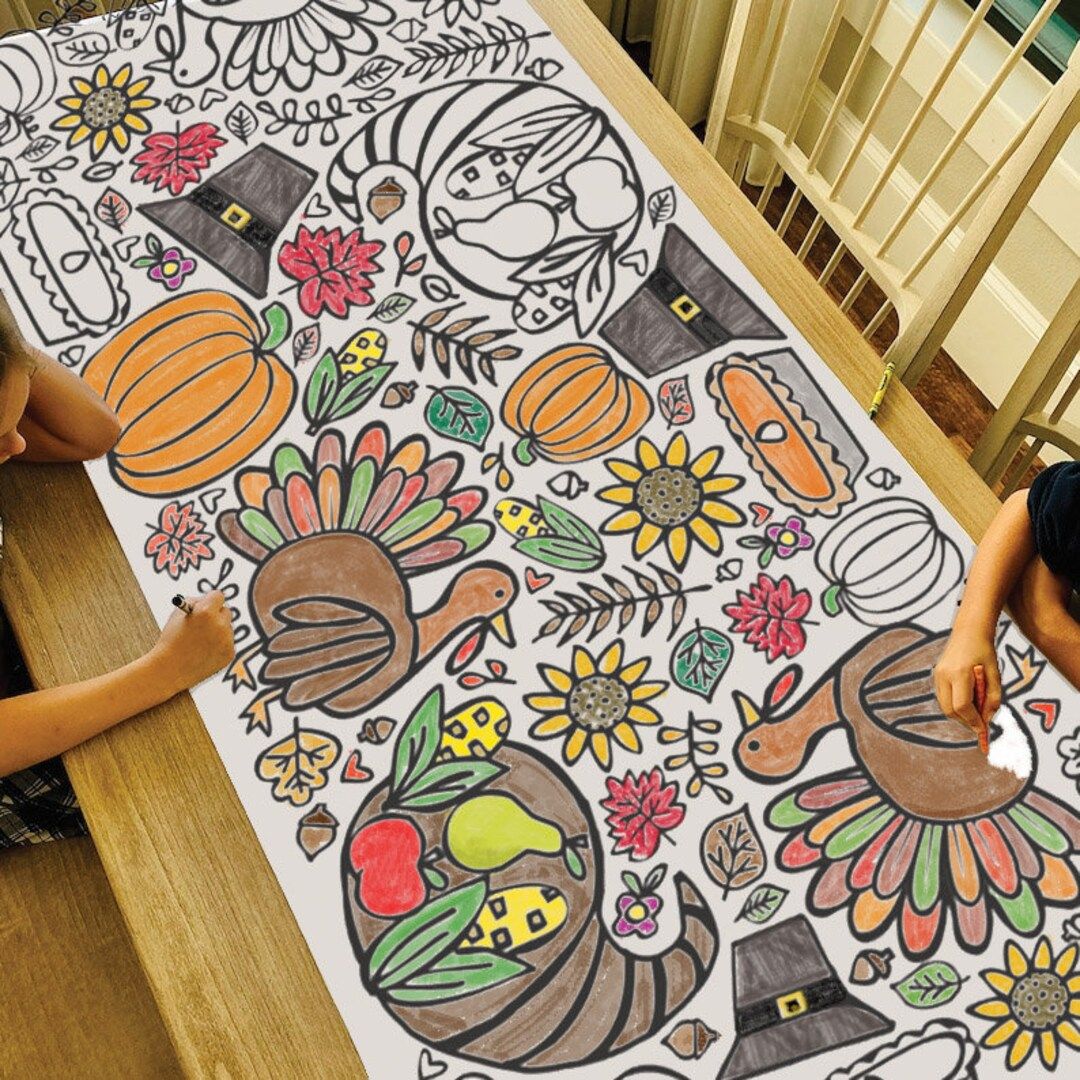 GIANT Thanksgiving Coloring Poster or Table Cover Paper - Etsy | Etsy (US)