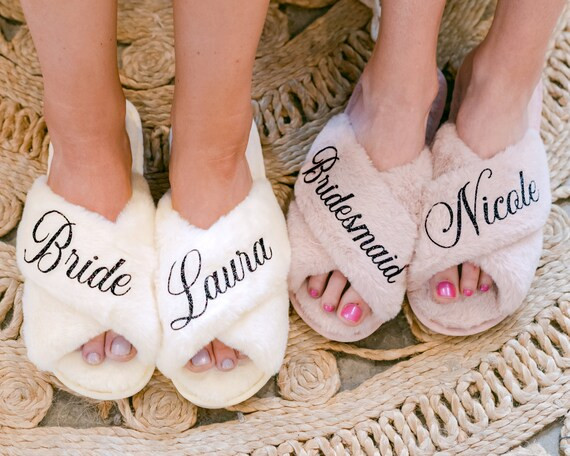Bridesmaid Proposal  Personalized Fluffy Slippers  Custom | Etsy | Etsy (US)