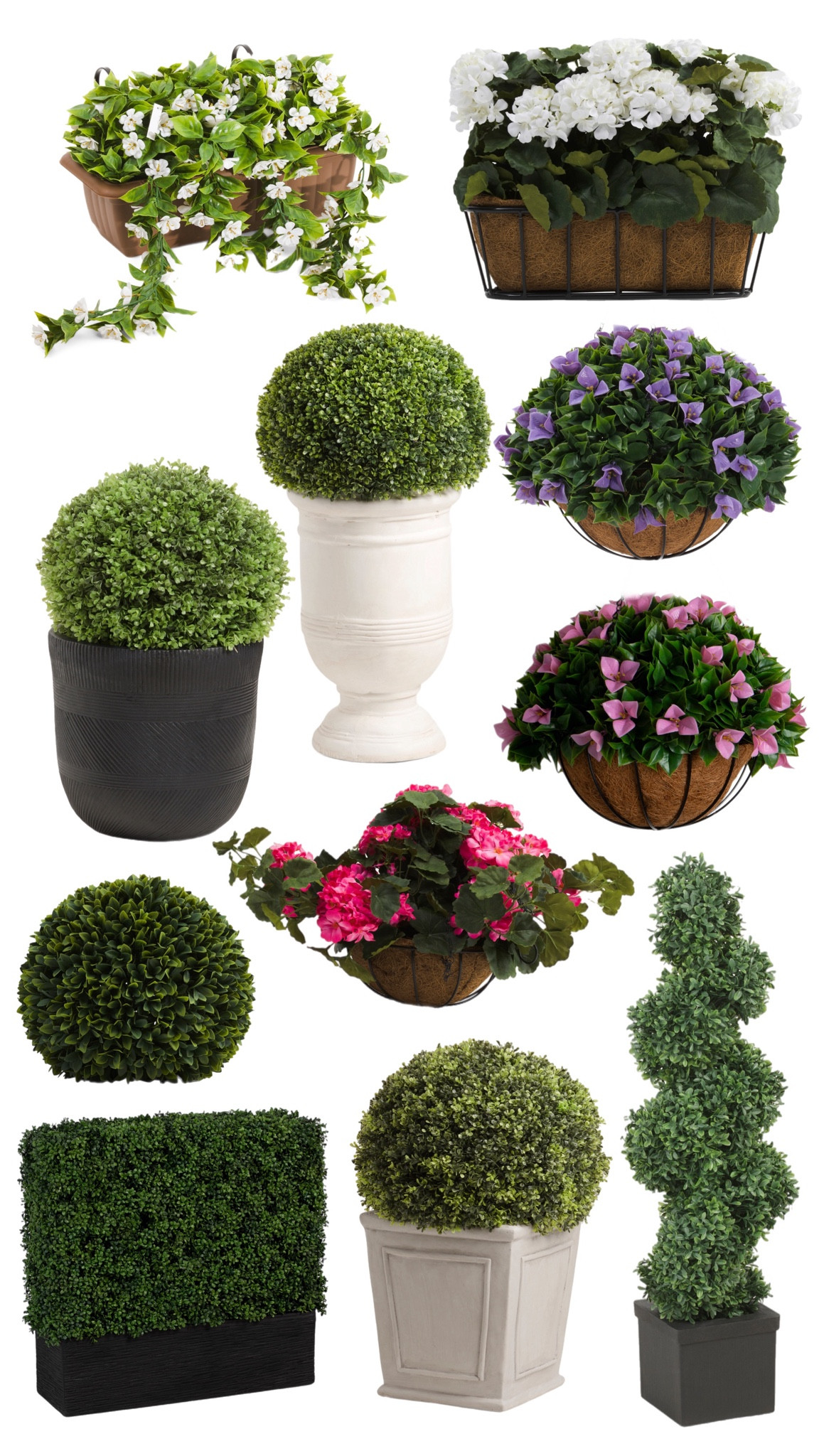 REALISTIC OUTDOOR faux boxwood plants and flowers for low prices (both these brands I own and they look real in person!) 

#LTKFindsUnder100 #LTKHome #LTKSeasonal