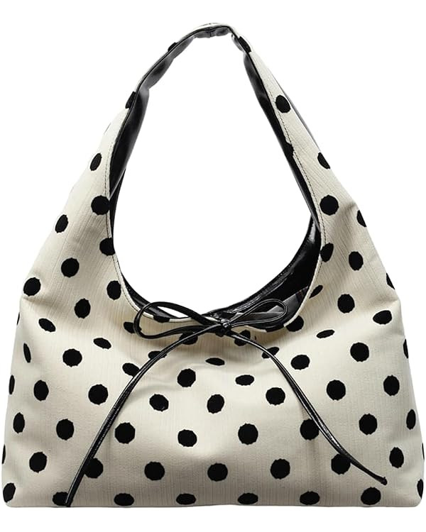 Slouchy Polka Dot Hobo Bags Women Bow Tie Underarm Shoulder Bag Crescent Crossbody Purses Travel ... | Amazon (US)