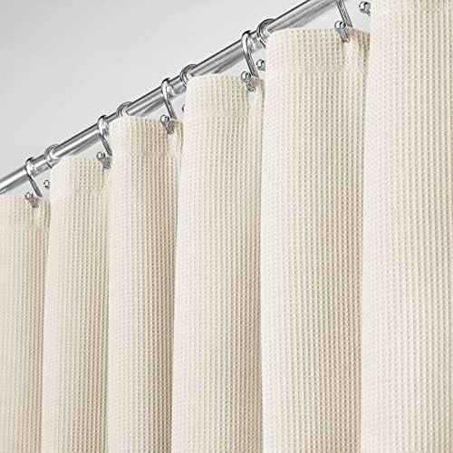 mDesign Cotton Waffle Weave Fabric Extra Long Shower Curtain - for Bathroom Showers and Bathtubs - H | Amazon (US)