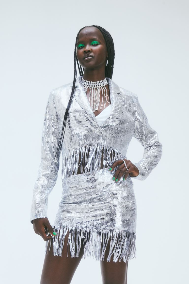 Fringe-trimmed Sequined Jacket | H&M (US + CA)