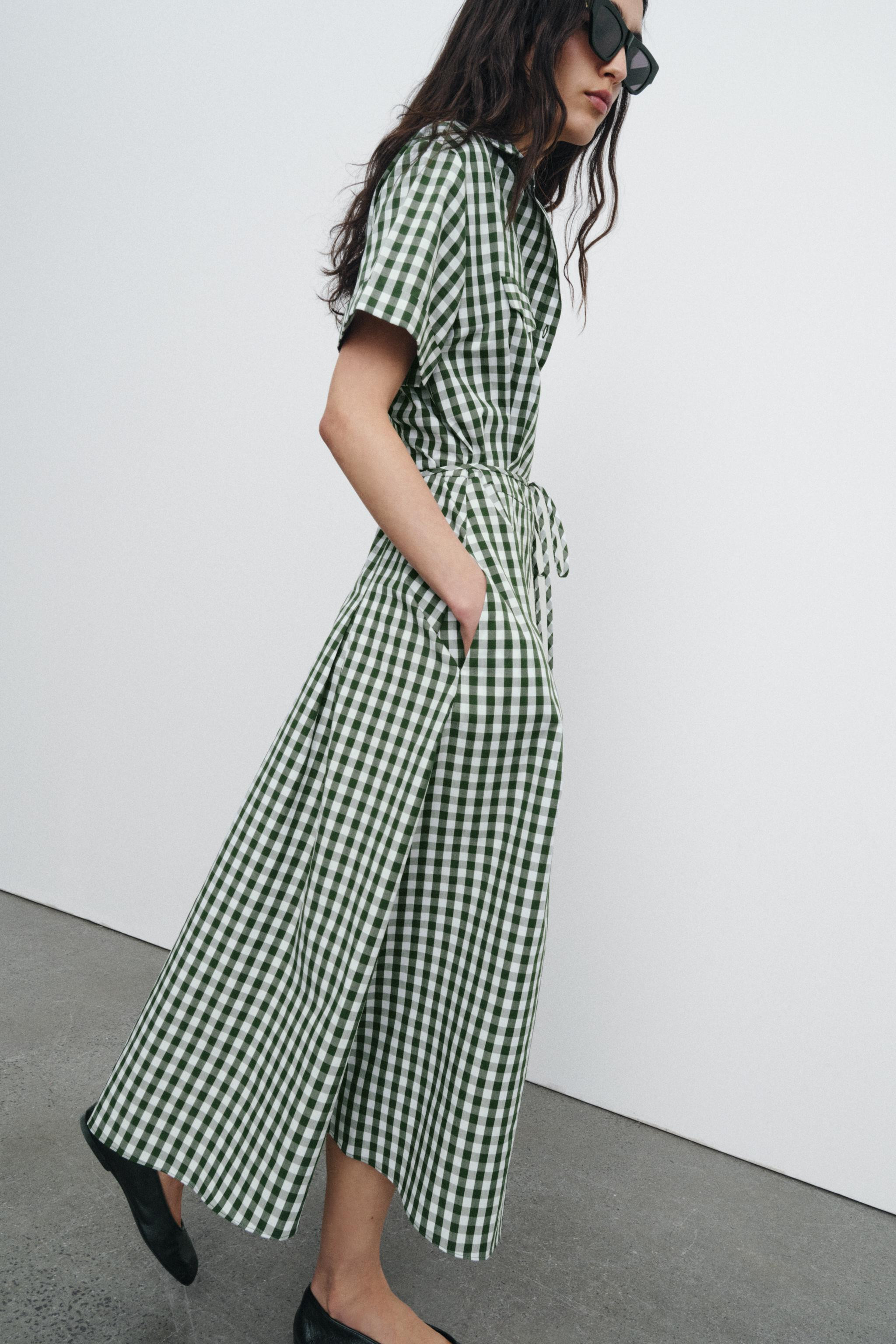 GINGHAM CHECK SHIRT DRESS ZW COLLECTION | Zara US