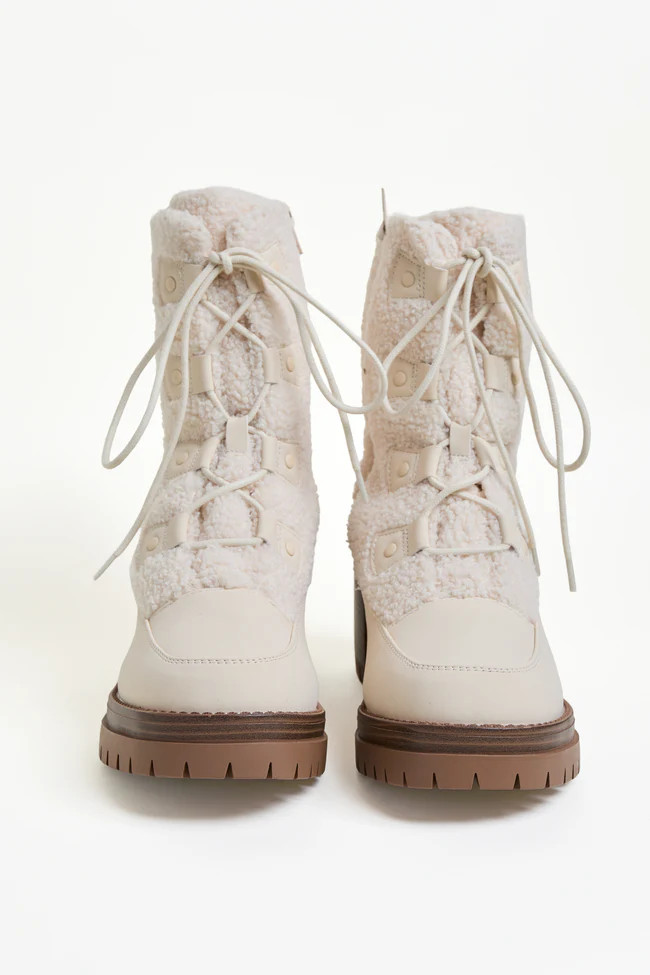 Alpes Ivory Shearling Boots | Pink Lily