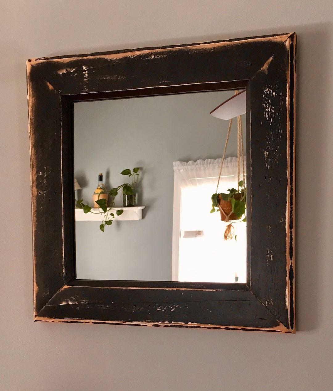 Black Wall Mirror, Small Rustic Mirror, Rustic Mirror | Etsy (US)