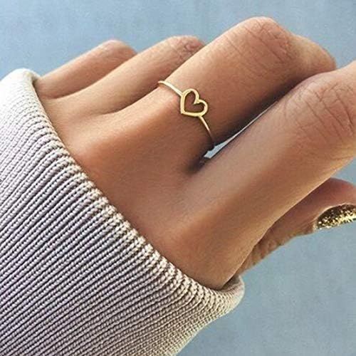 Metmejiao Peach Heart Design 18K Rose Gold Plated Ring Heart Band Ring Fashion Jewelry for Women ... | Amazon (US)