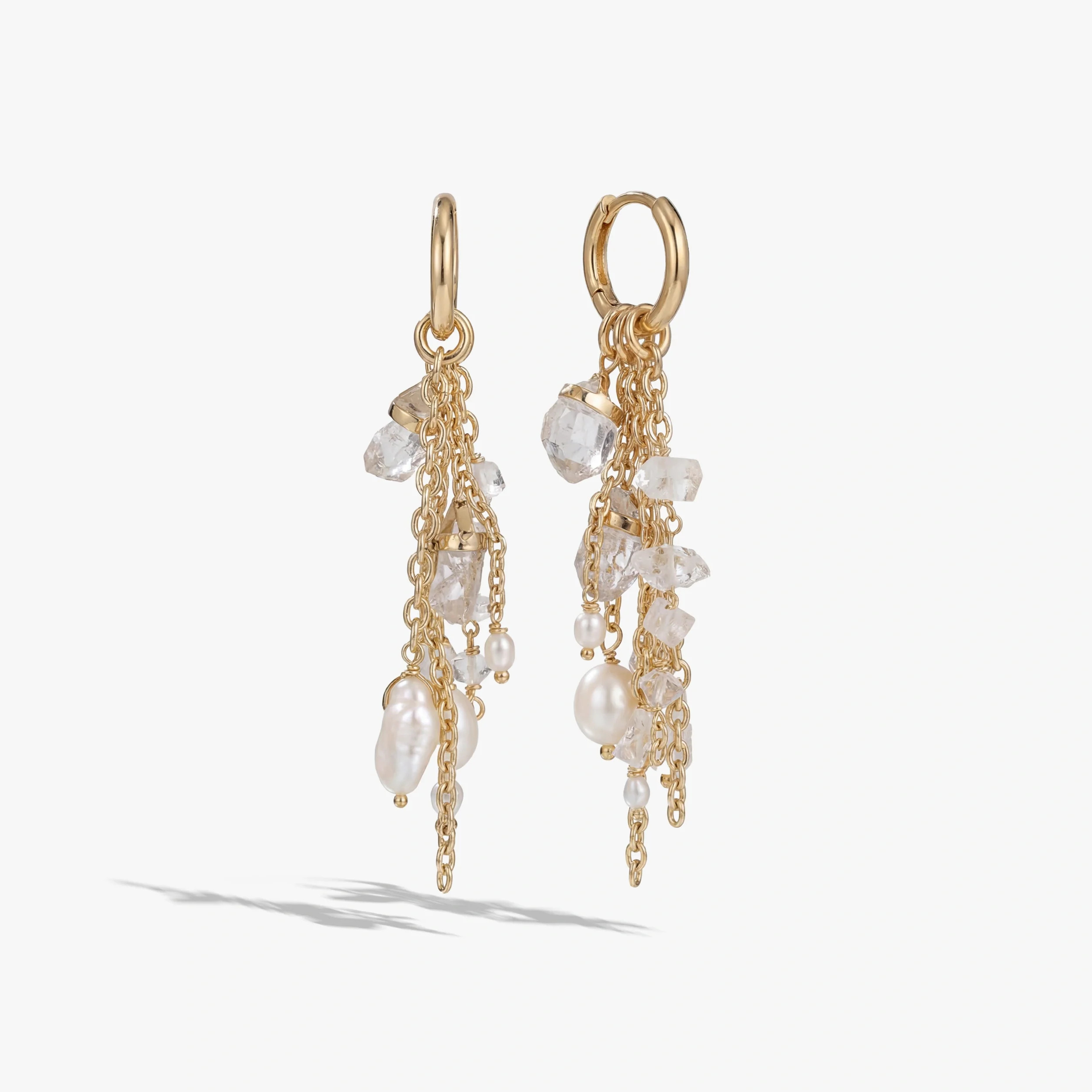 Pearl & Crystal Quartz Dynamic Huggie | Awe Inspired