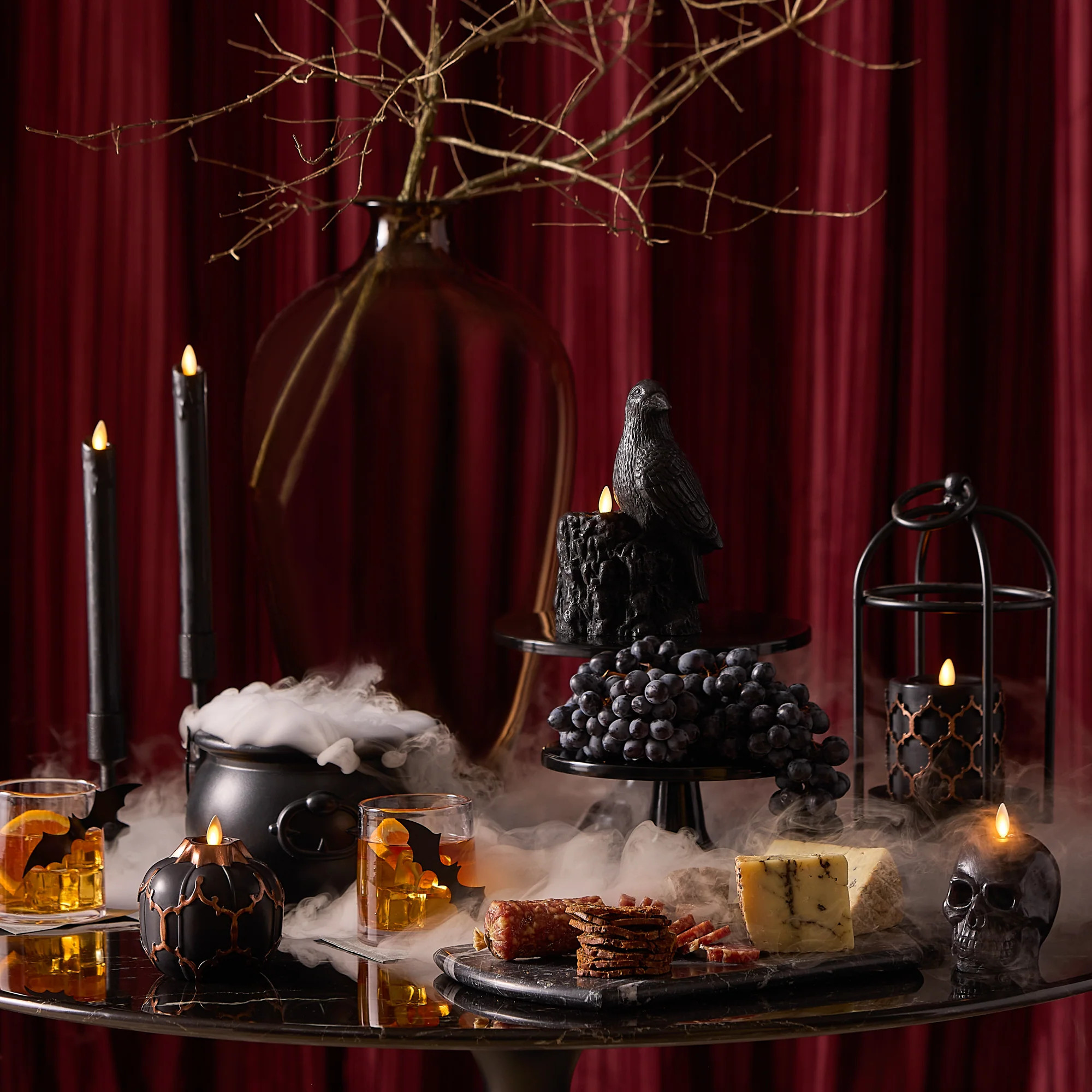 Black Flameless Candle Perching Crow | Luminara