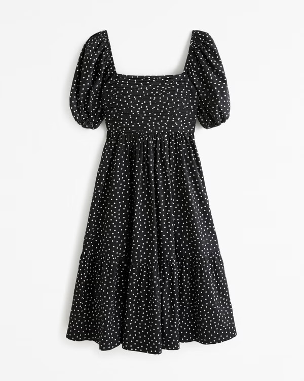 Women's Emerson Poplin Puff Sleeve Midi Dress | Women's Dresses & Jumpsuits | Abercrombie.com | Abercrombie & Fitch (US)