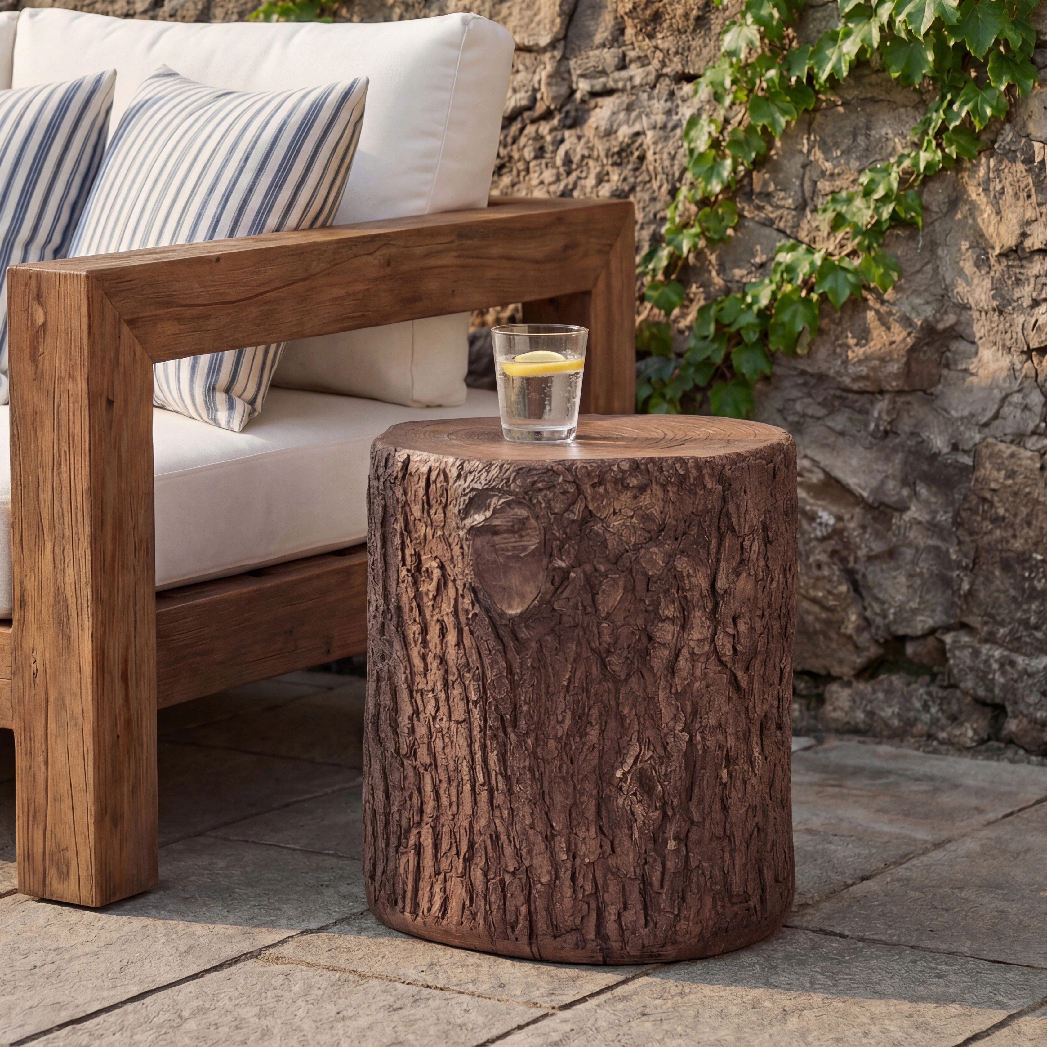 Christopher Knight Home - Reed Outdoor/Indoor Rustic 16.93" H Side Table, Faux Wood Tree-Stump MG... | Overstock