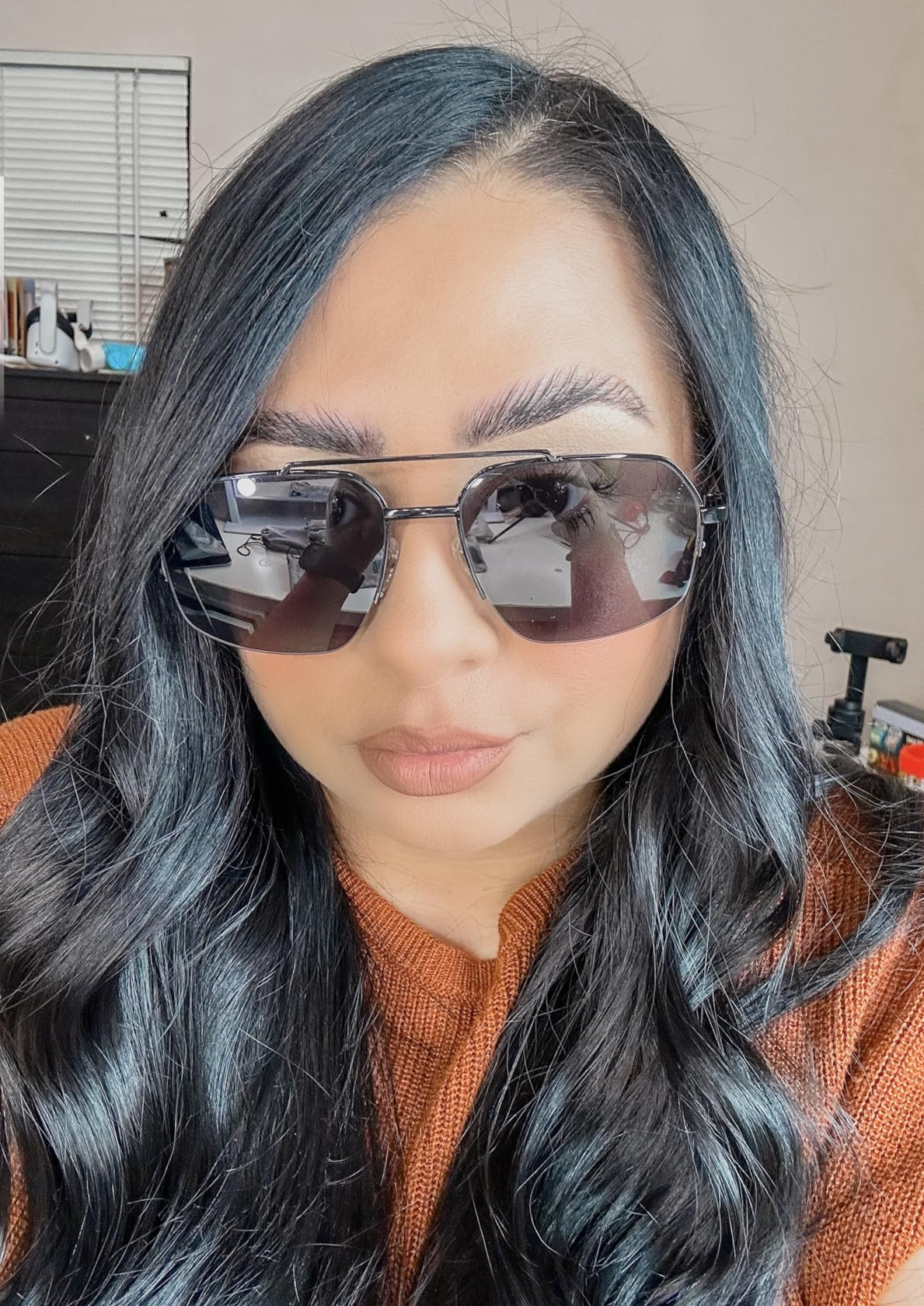 SOJOS Trendy Aviator Sunglasses Mens Womens Retro Double Bridge Metal Semi-Rimless Shades Lentes ... | Amazon (US)