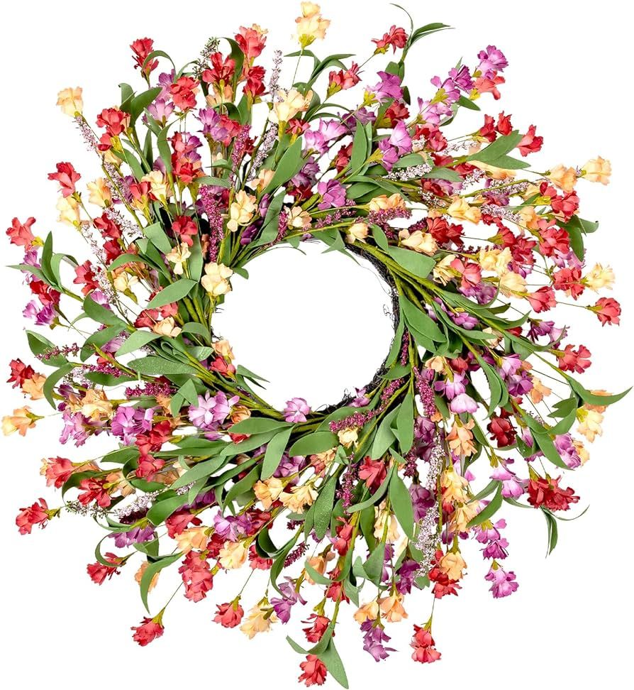 Spring Wreath for Front Door 24 Inch, All Seasons Wreaths for Indoor Window Wall Porch Home Offic... | Amazon (US)