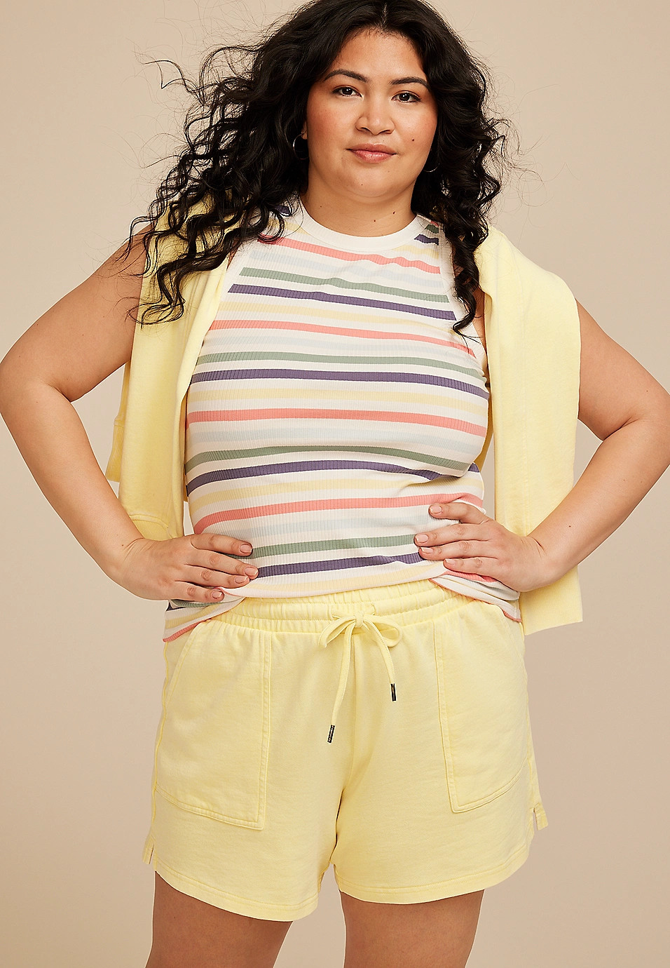 Plus Size Washed Terry High Rise 6in Short | Maurices