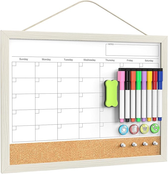 Calendar Whiteboard for Wall, TANKEE 17x13 Inches Whiteboard Calendar Cork Board Combo, Small Mag... | Amazon (US)