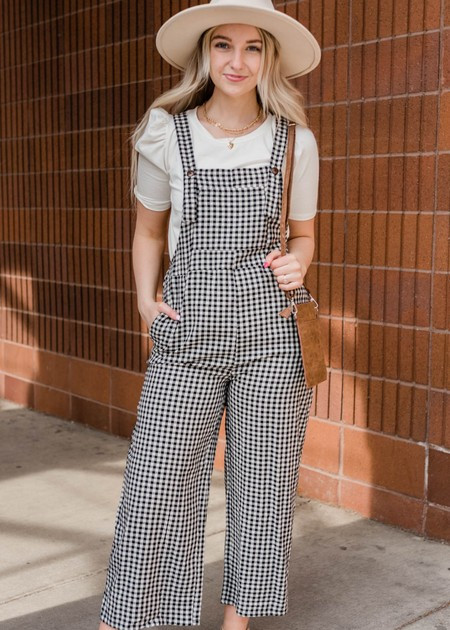 Erin Black Gingham Jumpsuit | My Sister's Closet Boutique