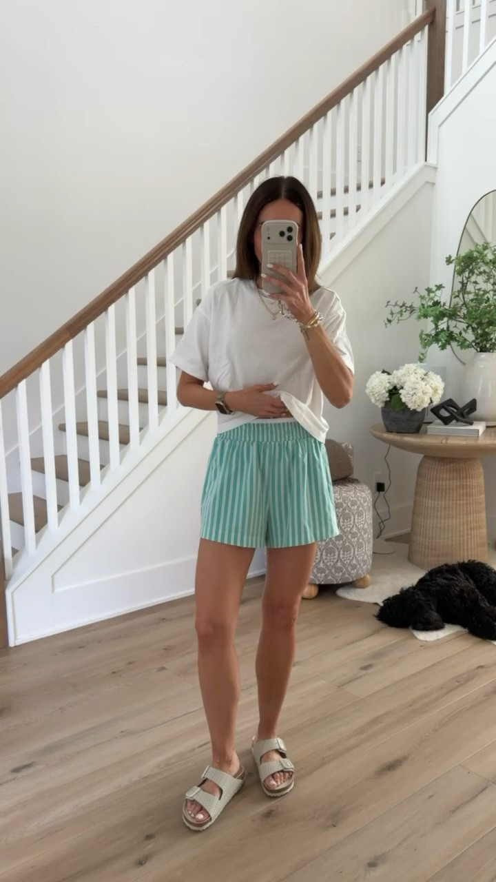 Cute comfy outfit from Target, I'm wearing size XS in tee.

casual summer outfit, lounge outfit, comfy outfit, striped shorts outfit, everyday casual style, beach vacation outfit, mom style, relaxed outfit, summer basics, effortless style, annabrstyle

#LTKootd #LTKOver40