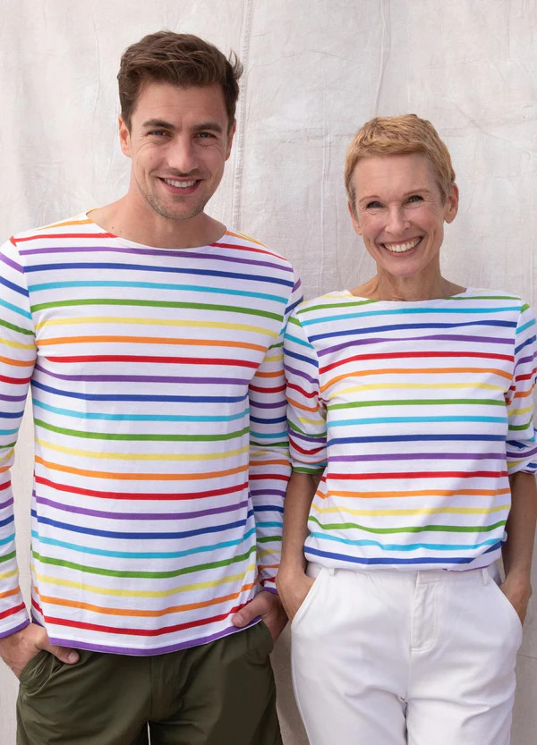 MINQUIERS PRIDE - Rainbow Striped Shirt | Soft Cotton | Men Fit (MULTICO) | Saint James USA
