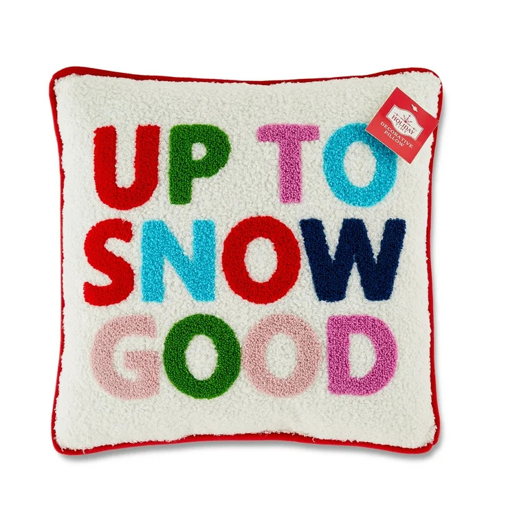 Multicolor Up to Snow Good Decorative Christmas Pillow, 14 in, by Holiday Time | Walmart (US)
