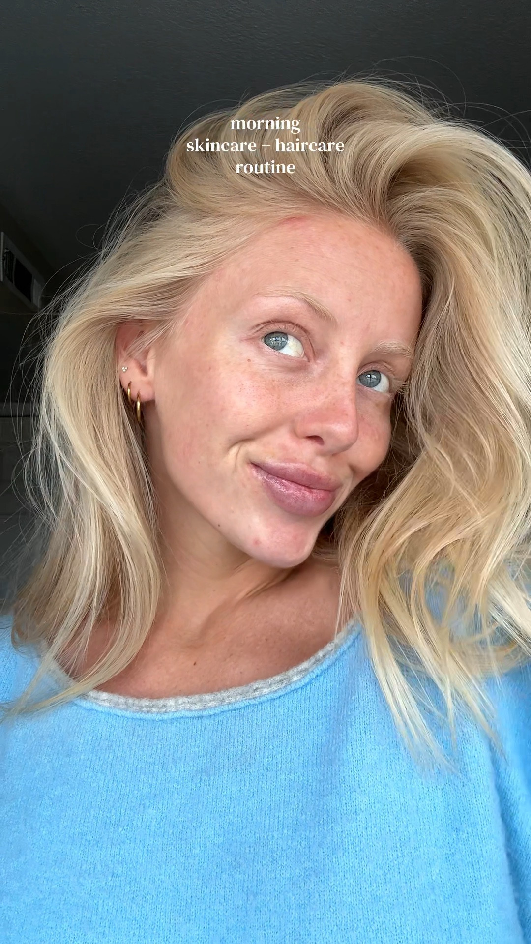 morning skincare + haircare products 