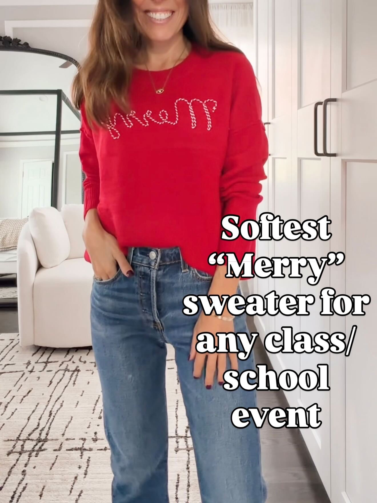 The softest “Merry” sweater — perfect for any class party, school event, or casual holiday day ❤️ Wearing XS!

#LTKOver40 #LTKHoliday #LTKGiftGuide