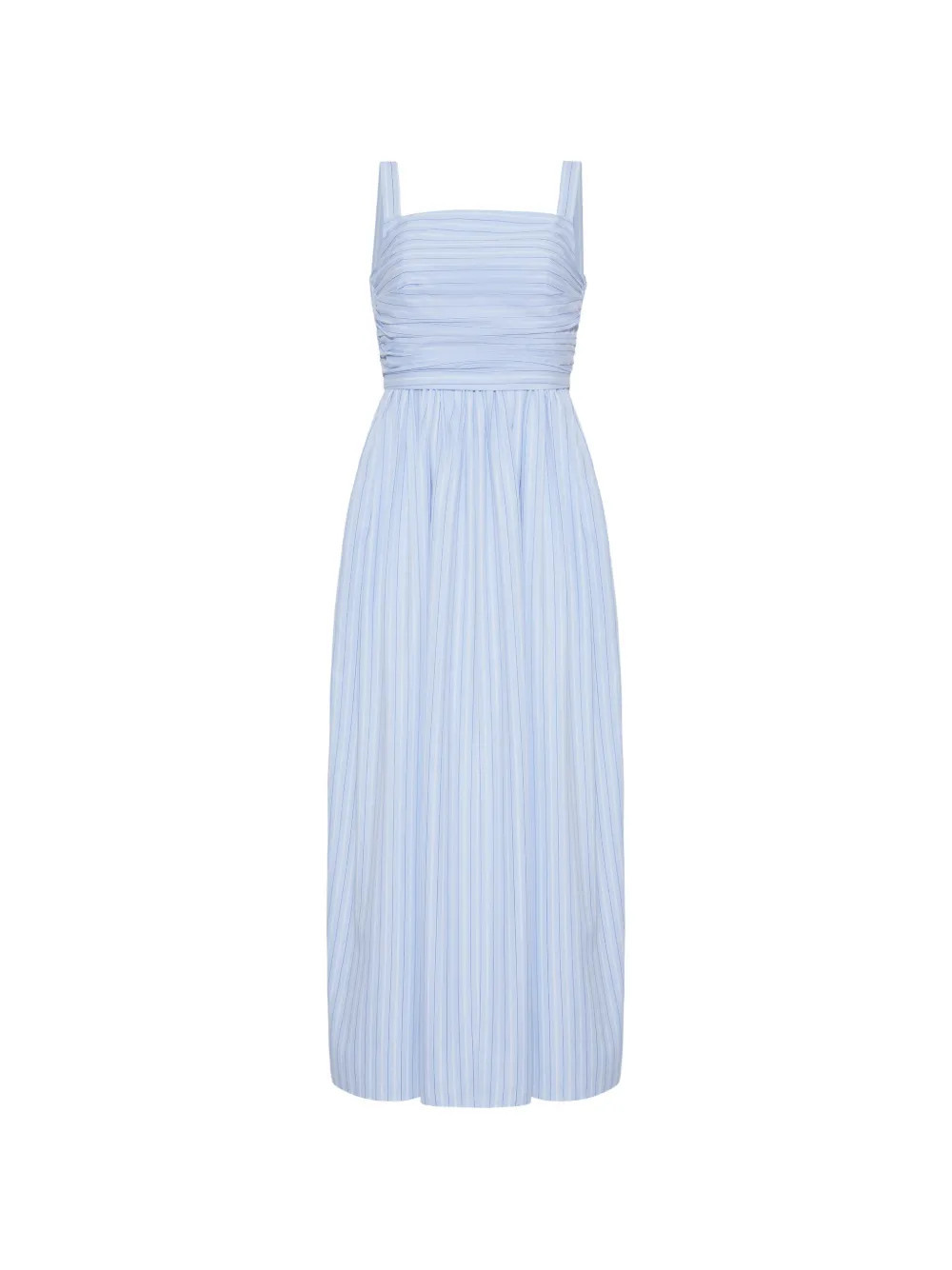 Adam Lippes Calista striped gathered midi dress - Blue | Farfetch Global