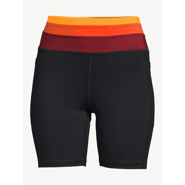 Love & Sports Women's Bike Shorts with Striped Waistband - Walmart.com | Walmart (US)