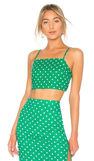 L'Academie The Barton Top in Green Dot | Revolve Clothing (Global)