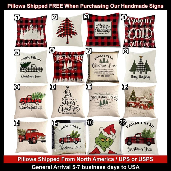 Large 18 Christmas Pillow Farm Christmas Tree  | Etsy | Etsy (US)