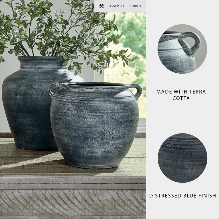 Signature Design by Ashley Meadie Jarr\u00f3n de Terracota, Acabado Azul Envejecido, Jarr\u00f3n ... | Walmart (US)