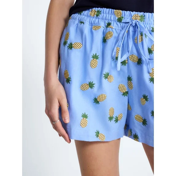 Free Assembly Women's and Women's Plus Linen Blend Print Shorts, 7" Inseam, Sizes XS-4X | Walmart (US)