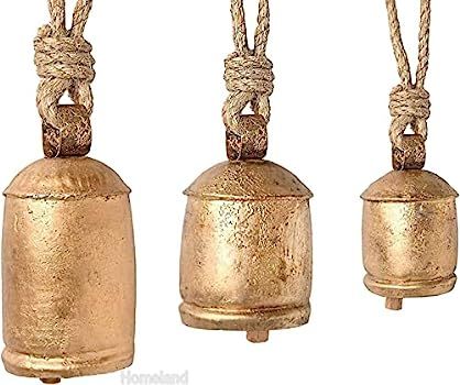 SKEMIX Set of 3 Hanging Harmony Bells Garden Rustic Relaxing Tranquil Wind Chimes | Amazon (US)