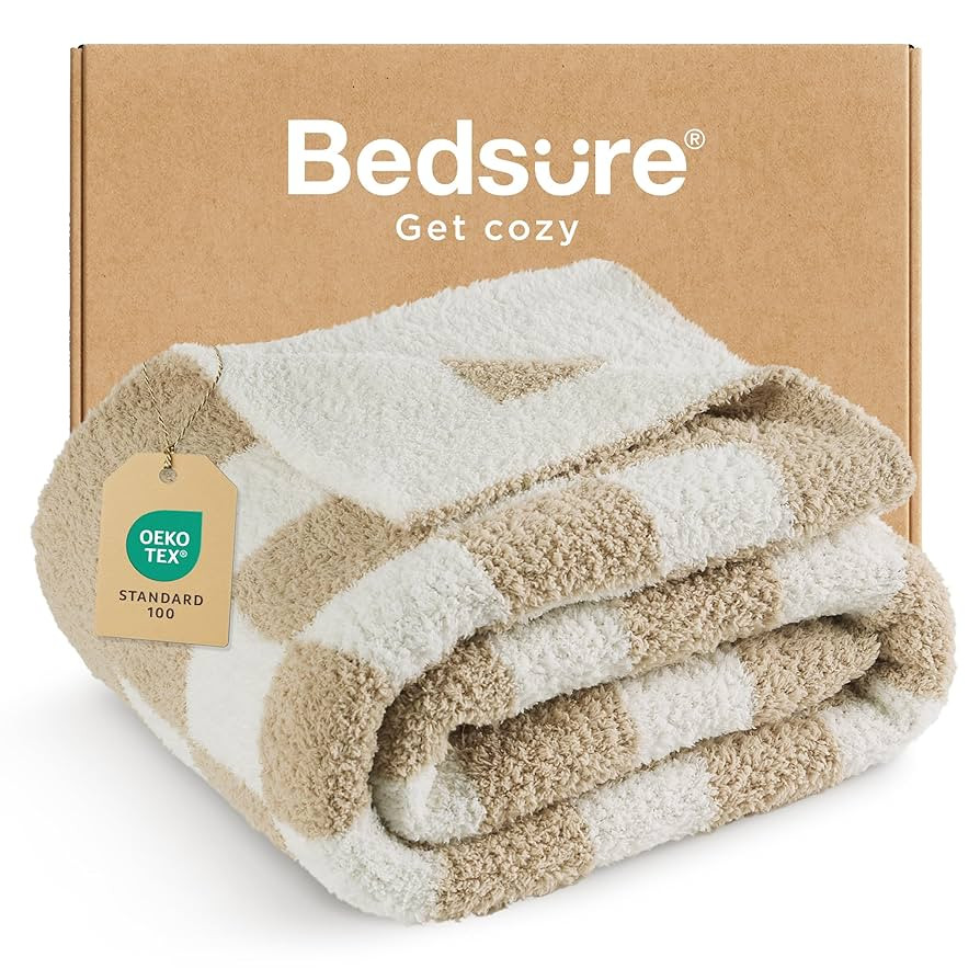 Bedsure Checkered Throw Blanket for Couch - Super Soft, Cozy & Warm Knit Blanket, Breathable, Lig... | Amazon (US)