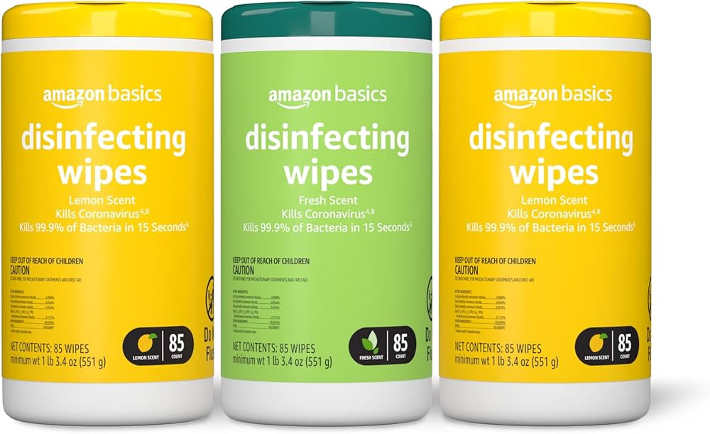 Amazon Basics Disinfecting Wipes, Lemon & Fresh Scent, Sanitizes, Cleans, Disinfects & Deodorizes... | Amazon (US)