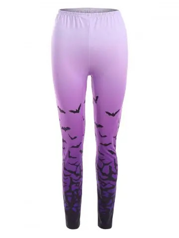Bat Ombre Print Halloween Leggings | Rosegal US