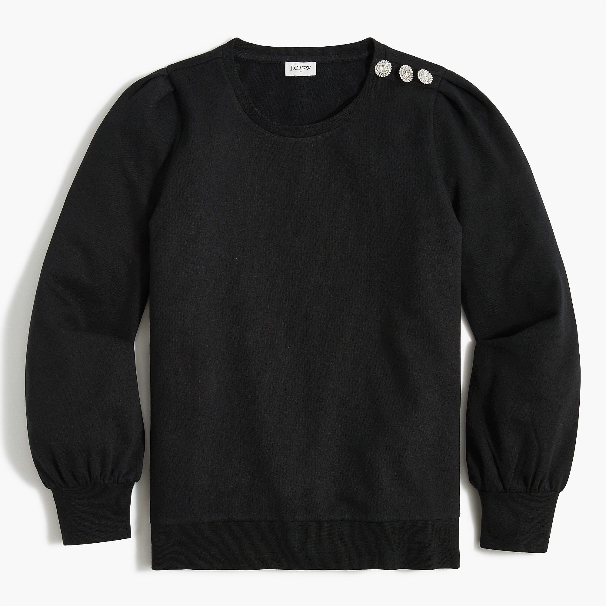 Puff-sleeve sweatshirt with jewel buttons | J.Crew Factory