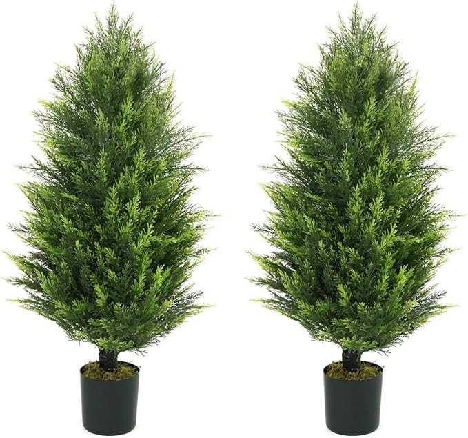 Fencer Wire 3 Feet, 36 Inch Artificial Cedar Tree Set of 2, Natural Faux Plants for Outside Plant... | Amazon (US)